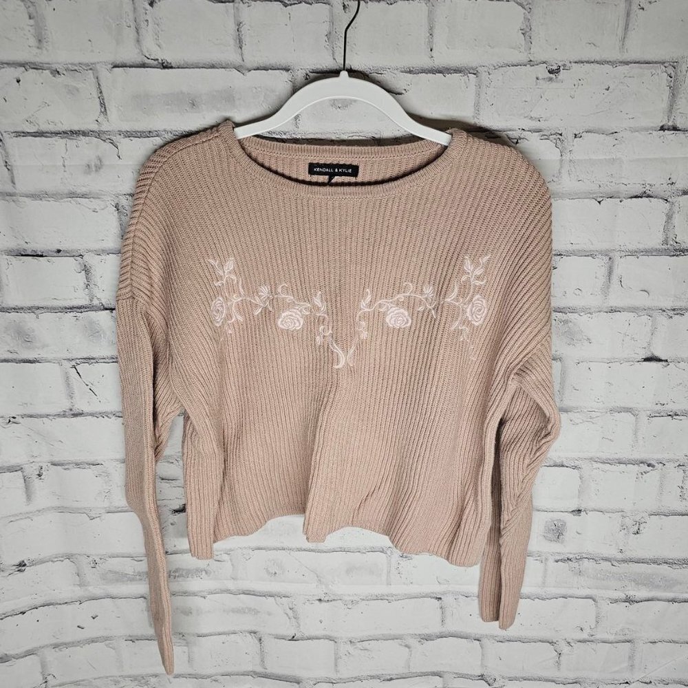 Crop Sweater with Rose Accents